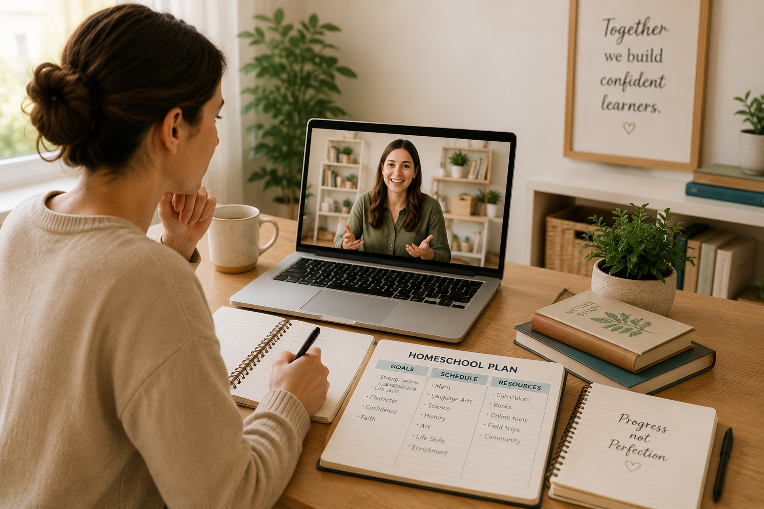 Expert guest sharing with homeschool families during a weekly virtual conversation